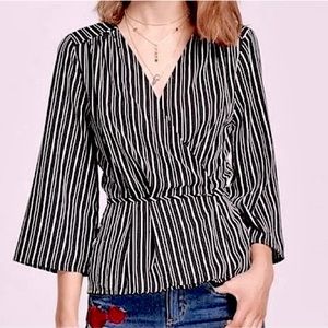Xhiliration size 1X plus black and white V neck wrap top